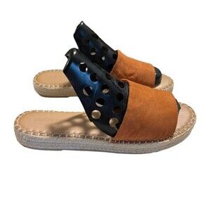 OLD NAVY Womens Slide Espadrille Tan Faux Suede Slip On Sandals Size 8